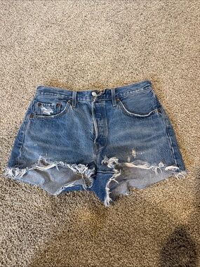 Levi's Distressed Cutoff Denim Shorts - Blue